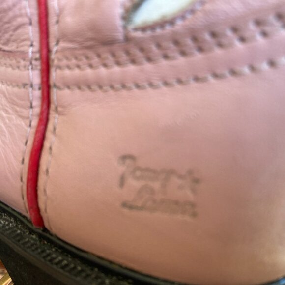 TONY LAMA COWBOY BOOTS COW GIRL PINK SZ 6D SHORT PULL ONS VINTAGE - Picture 4 of 9
